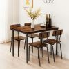 Dining Table Set 5-Piece Dining Chair with Backrest, Industrial style, Sturdy construction. Rustic Brown, 43.31'' L x 27.56'' W x 30.32'' H.