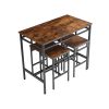 Bar table set 5PC Dinging table set with high stools, structural strengthening, industrial style. Rustic Brown, 43.31'' L x 23.62'' W x 35.43'' H.