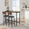 Bar Table Set with 2 Bar stools PU Soft seat with backrest, Rustic Brown,43.31'' L x 15.75'' W x 23.62'' H.