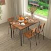 Dining Table Set 5-Piece Dining Chair with Backrest, Industrial style, Sturdy construction. Rustic Brown, 43.31'' L x 27.56'' W x 30.32'' H.