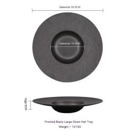 Western-style Creative Wide-brimmed Frosted Ceramic Plate (Option: Black Large)