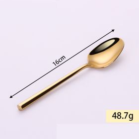 Stainless Steel Knife Fork And Spoon Set Hexagonal Forging (Option: Gold Dessert Spoon)