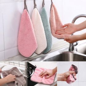 Kitchen daily dish towel;  dish cloth;  kitchen rag;  non-stick oil;  thickened table cleaning cloth;  absorbent scouring pad (Color: 25x25cm random mixed)