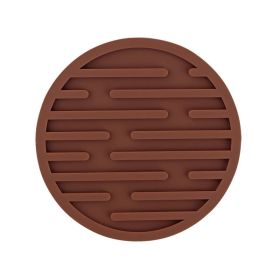 1pc Silicone Mat Heat Resistant Cup Mat Coasters Round Non-slip Table Placemat Tools (Color: coffee)